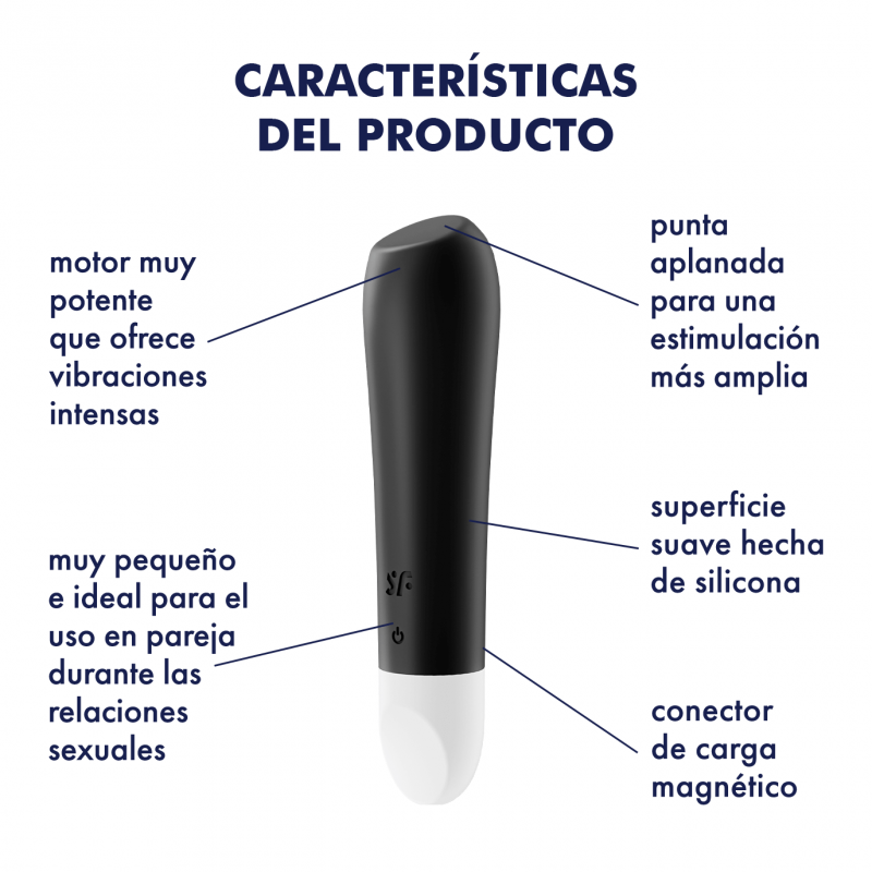 Ultra Power Bullet Negra Bala Vibradora Satisfyer Divino Placer