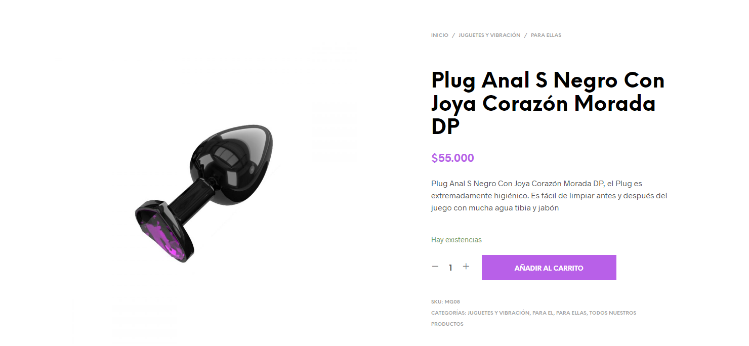 Plug Anal S Negro Con Joya Coraz N Morada Dp Divino Placer