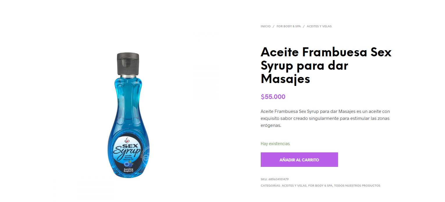 Aceite Frambuesa Sex Syrup Para Dar Masajes Divino Placer 8637