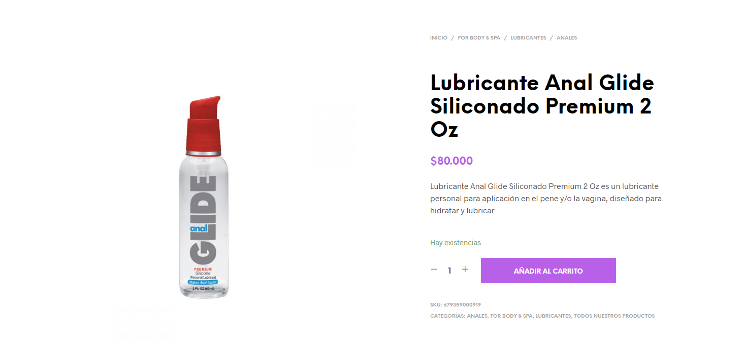 Lubricante Anal Glide Siliconado Premium 2 Oz - DIVINO PLACER