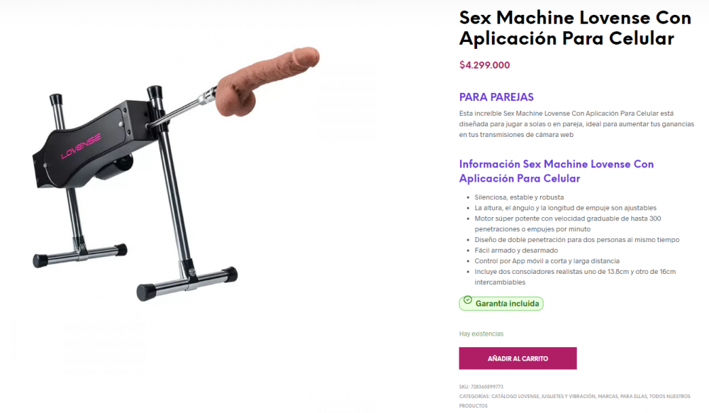 Sex Machine Lovense Con Aplicación Para Celular Divino Placer