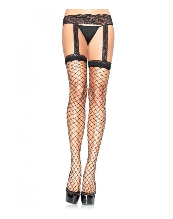 Medias Encaje con Liguero Color Negro Leg Avenue