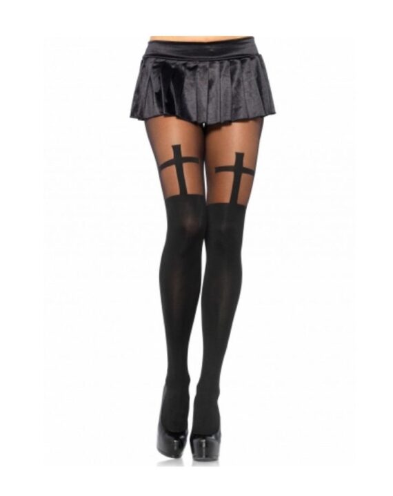 Medias Oscuras y Transparentes con Cruces Leg Avenue