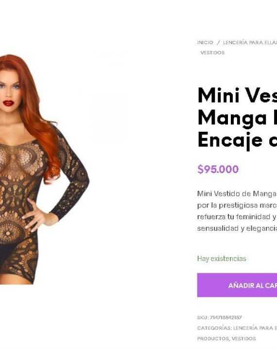 Mini Vestido de Manga Larga de Encaje de Ganchillo - Imagen 3