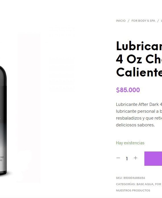 Lubricante After Dark 4 Oz Chocolate Caliente Base Agua - Imagen 2
