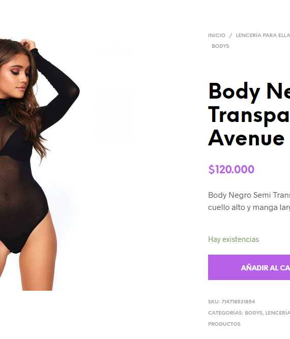 Body Negro Semi Transparente Leg Avenue - Imagen 3