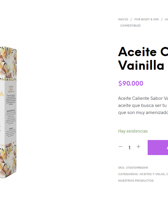 Aceite Caliente Sabor Vainilla Exsens 1,7 Oz - Imagen 2