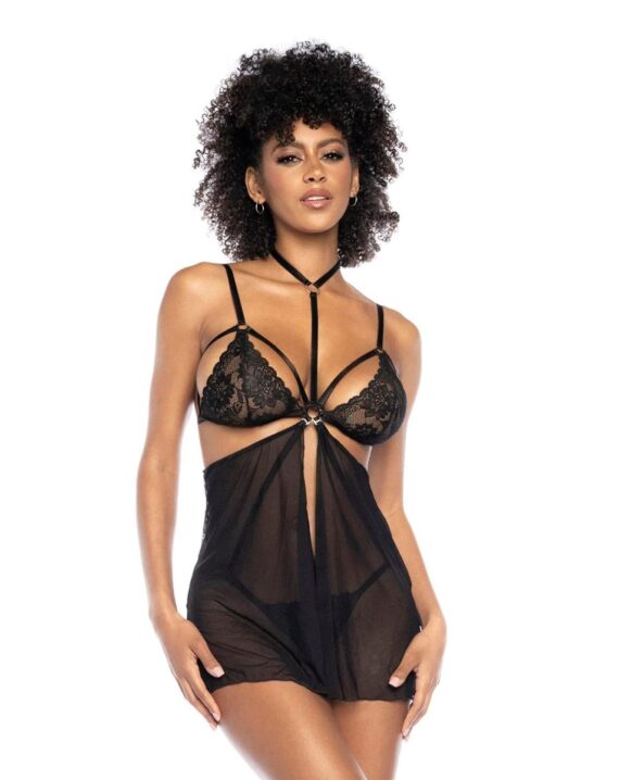 Mapale 7499 Babydoll y Body Color Negro S/M