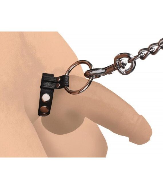 Anillo Cock Gear Leather Cock Ring With Metal - Imagen 4