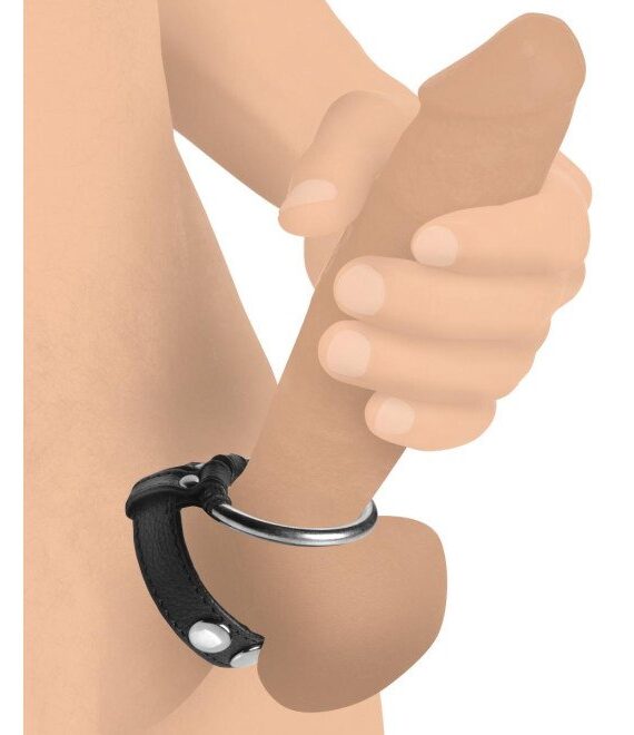 Anillo Cock Gear Leather Cock Ring With Metal - Imagen 3