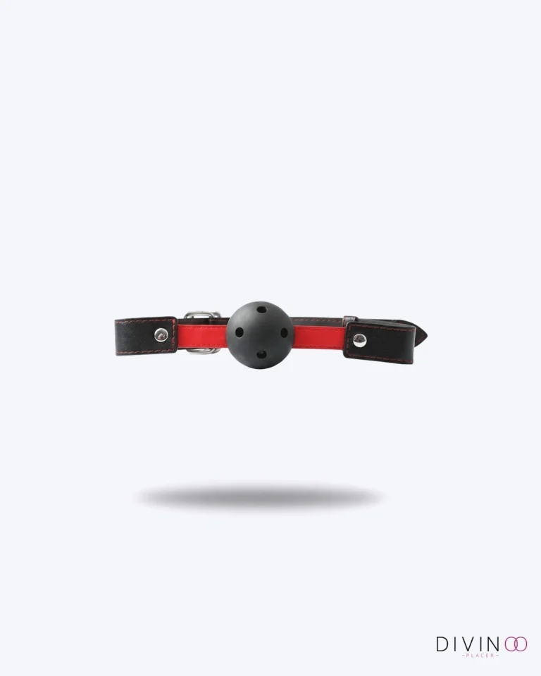 Mordaza Clásica Negro y Rojo con Huecos | Ajustable y Cómoda