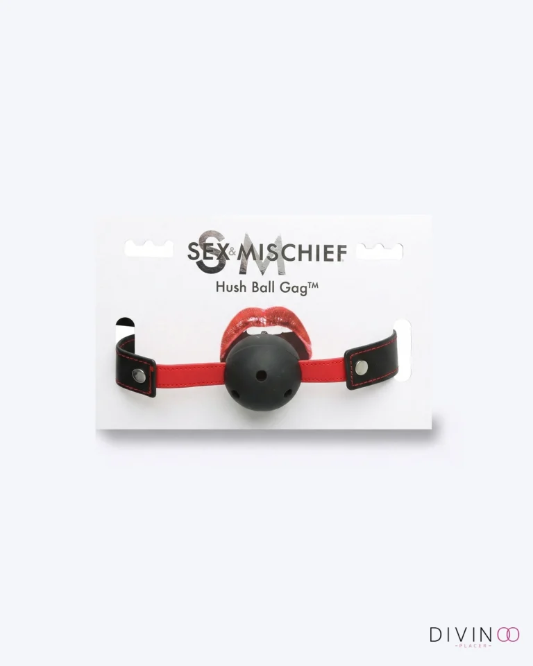 Mordaza Clásica Negro y Rojo con Huecos | Ajustable y Cómoda