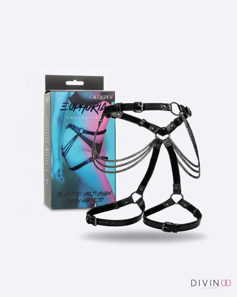 Arnés con Cadenas Plus Size CalExotics Negro | Ajustable Cintura y Muslos
