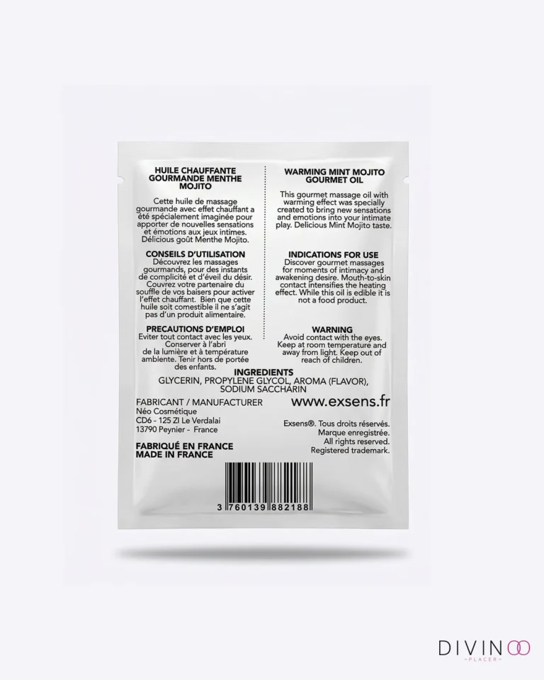 Aceite Caliente Sachet Coconut Exsens | Masaje Íntimo con Sensación Cálida