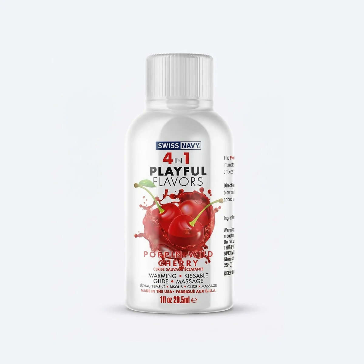 Lubricante 4 en 1 Poppin Wild Cherry 1 Oz | Sabor, Calor y Deslizamient