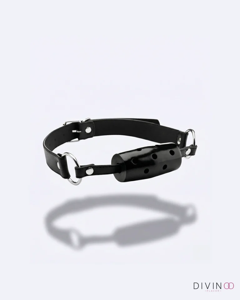 Mordaza con Huecos Cilíndrica Color Negra | Accesorio BDSM Ajustable