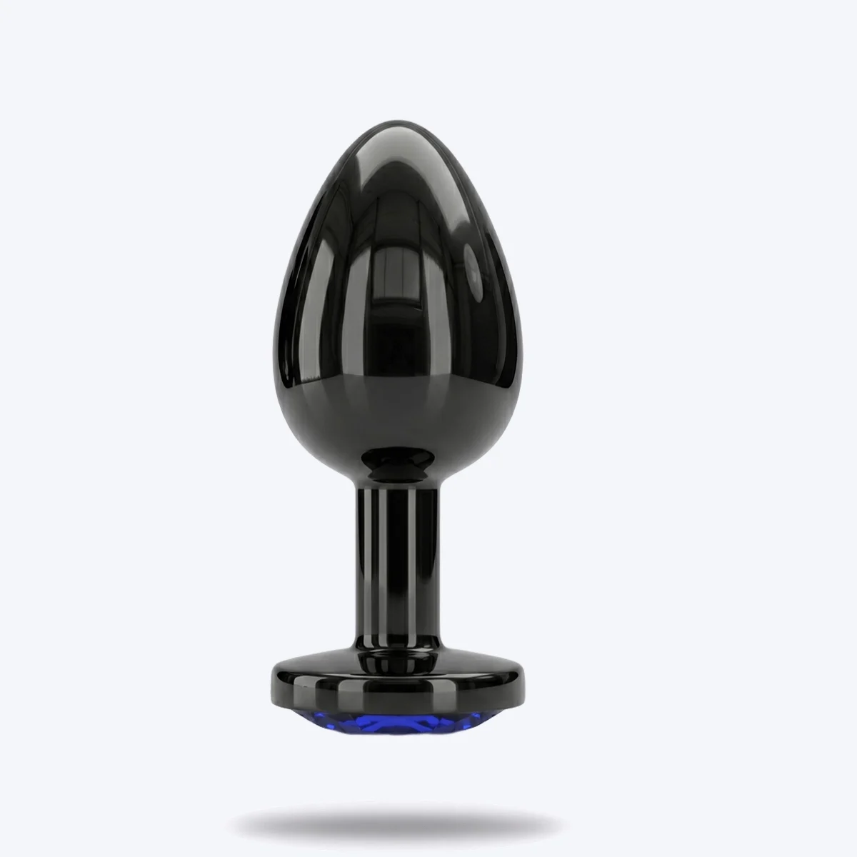 Plug Anal L Negro Con Joya Corazón Azul DP | Elegante, Higiénico y Sofisticado
