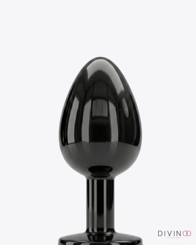 Plug Anal L Negro Con Joya Corazón Azul DP | Elegante, Higiénico y Sofisticado