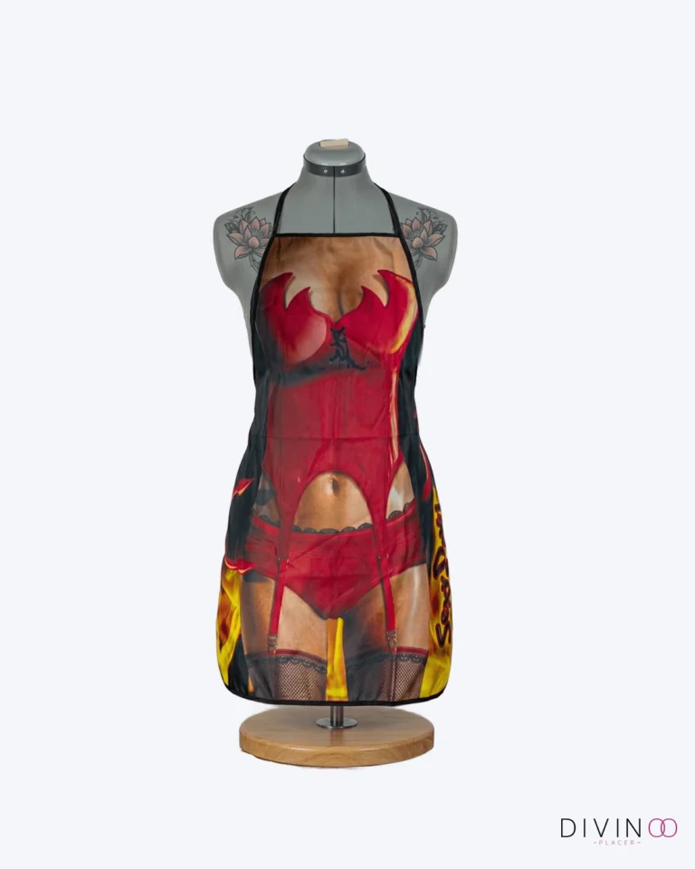 Delantal de Mujer en Lencería Sensual Roja | Divertido, Original y Resistente
