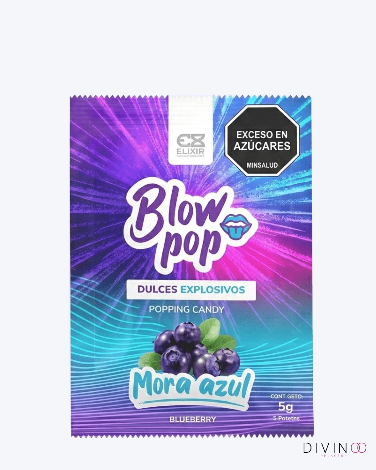 Dulces Explosivos Blow Pop Elixir Mora Azul Dulces Explosivos Blow Pop Elixir Mora Azul con efecto efervescente