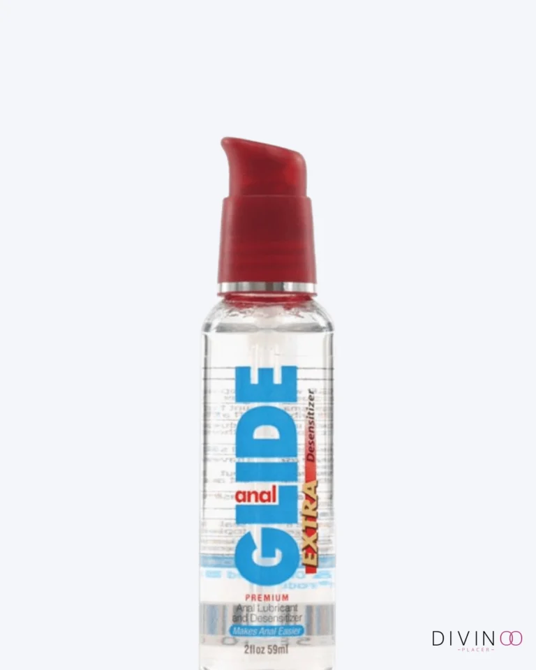 Anal Glide Extra Anal Lubricant & Desensitizer lubricante a base de agua con benzocaína al 5% en presentación de 2 oz.