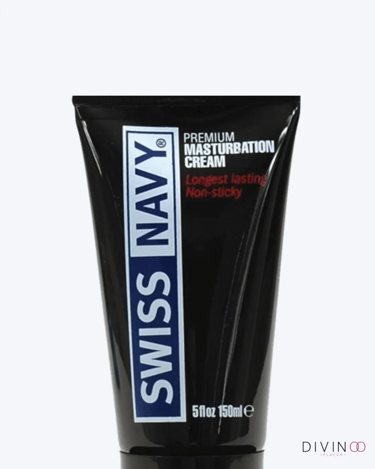 Swiss Navy Premium Masturbation Cream de 5 oz con textura cremosa y deslizamiento de larga duración.